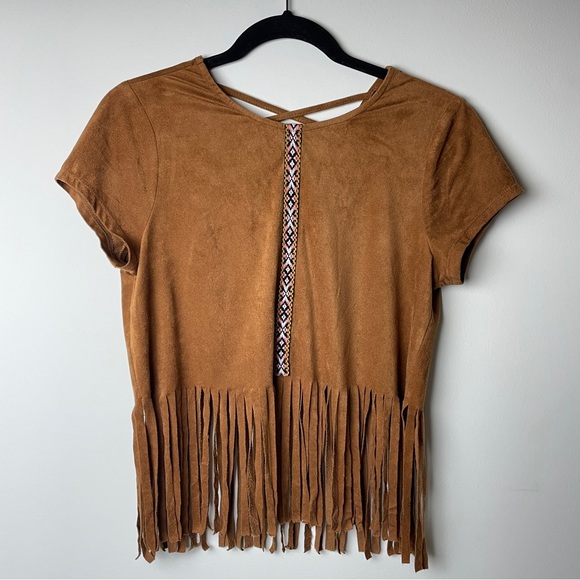 Sophia + Zeke Suede Fringe Top - Picture 1 of 3